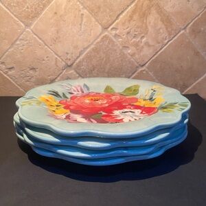 Pioneer Woman  SWEET ROMANCE BLOSSOM  8.5" Stoneware Salad Plates Set of 4 NWT